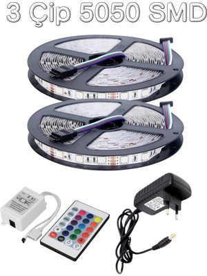 Allians Rgb Şerit LED 10M 5050 Smd Tak ve Çalıştır Iç Mekan Slikonsuz