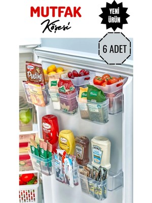 Mutfak Köşesi Asılabilir 6 Adet Buzdolabı Kapak Içi Düzenleyici, Mini Askılı Organizer