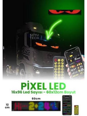 Allians Renkli Pixel LED Panel 12X60CM, Telefon Kontrol, Göz Amimasyon, 220V