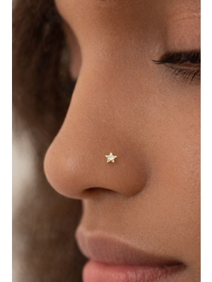 Sacce Scarves & Accessories Arkası Düz Gold Kaplama Zirkon Taşlı Yıldız Model Gümüş Hızma