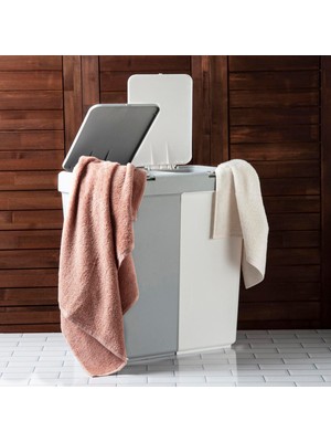 PremiumPort Pratik ve Şık 80 Lt Çamaşır Sepeti, Gri ve Beyaz Renk Seçenekleri