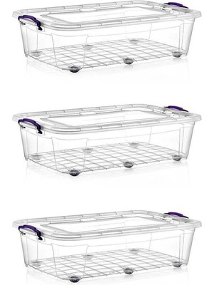 PremiumPort 3'lü 40 Litre Tekerlekli Maxi Saklama Kutusu Seti, Pratik ve Şık Organizatör