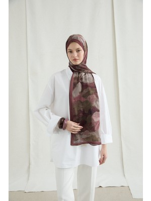 Camellia Scarfs Nars Kraş Şal - Bordo