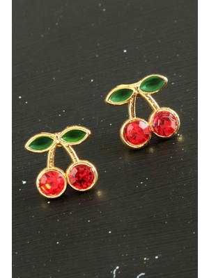 İlk El Grup Ieg™ Kiraz Taşlı Minik Küpe