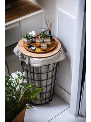 PremiumPort Çok Amaçlı Portatif Sehpa ve Saklama Kutusu, Metal ve Kumaş Tasarımı