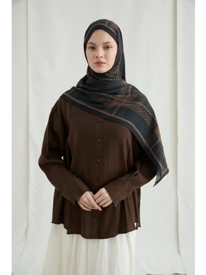 Camellia Scarfs Ekose Kraş Şal - Siyah Bej