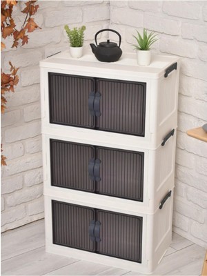 Mutfak Köşesi 3 Katlı Çok Amaçlı Kapaklı Portatif Istiflenebilir Çok Amaclı Organizer Kiler Dolabı