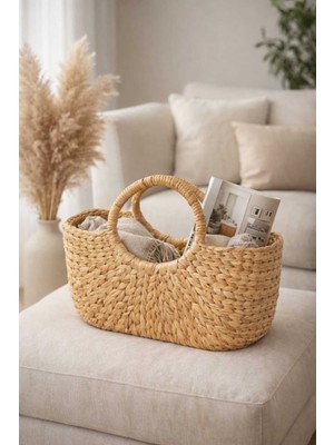 PremiumPort Çok Amaçlı Hasır Sepet, Çanta ve Organizer 37X22X12CM