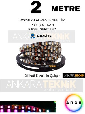 Allians Adreslenebilir Magic LED 5V WS2812B IP30, 2m, 60 Chip Renkli Işık Şeridi