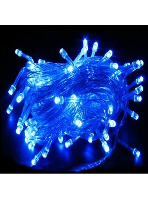 Allians Canlı Mavi Işık Pirinç 10 Metre 100 LED Yılbaşı Ağaç Süsleri