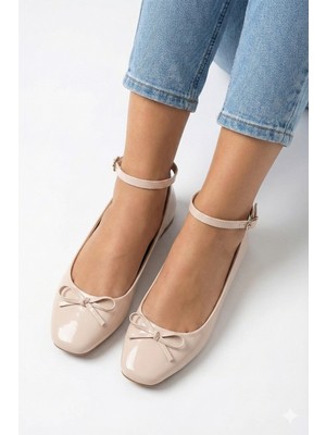 Nmoda Rugan Deri Cilt Mary Jane Babet Şık Tokalı Ortopedik Taban Günlük Ayakkabı