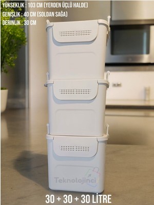 PremiumPort Çok Amaçlı 30L Saklama Kutusu Seti, Pratik ve Şık Organizasyon Araçları