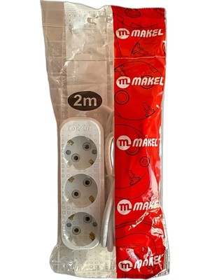 Üçlü Priz 2 Metre (Topraklı - Kordonlu)  Grup Priz &uzatma