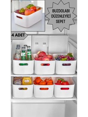 Mutfak Köşesi Freshbox 4 Adet Dolap Içi Düzenleyici Sepet, Dekoratif Saklama Kutusu, Banyo ve Mutfak Organizeri