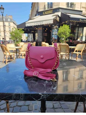 Özense Giyim Kapalı Mıknatıslı Pembe Renkli Kadın El ve Omuz Çantası Fular Hediyemizdir