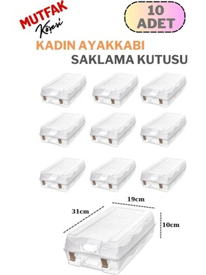 Mutfak Köşesi 10 Adet Kadın Ayakkabı Kutusu, Steril Ayakkabı Saklama Düzenleyici Organizer Şeffaf
