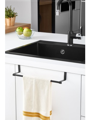 PremiumPort Siyah Renkli Dolap Kapağı Havluluk ve Havlu Askısı Seti