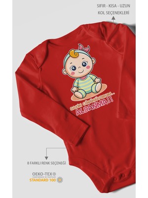 Morivo Kids Sakin Görünüyorum Aldanma! V2 Baskılı Bebek Zıbını – Çıtçıtlı Body | %100 Pamuk Uzun Kol