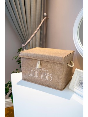 PremiumPort Çok Amaçlı Keçe Kapaqlı Saklama Kutusu ve Sepet, 35X23X23 cm