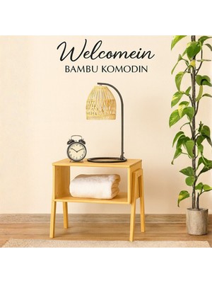 Welcomein Doğal Bambu Komodin – Şık ve Minimalist Yan Sehpa / Kitaplık / Gece Lambası Ünitesi