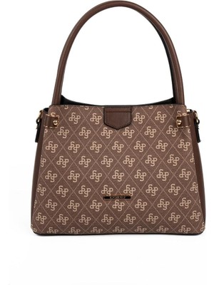 Silver & Polo SP1254 Kadın El Çantası Monogram Kahve