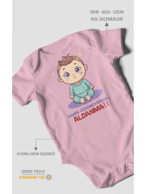 Morivo Kids Sakin Görünüyorum Aldanma! Baskılı Bebek Zıbını – Çıtçıtlı Body | %100 Pamuk Kısa Kol