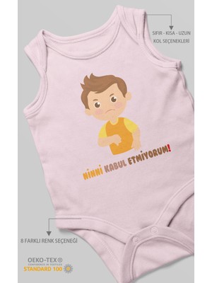 Morivo Kids Ninni Kabul Etmiyorum Baskılı Bebek Zıbını – Çıtçıtlı Body | %100 Pamuk Sıfır Kol