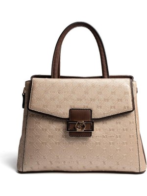 Silver & Polo SP1264 Kadın El Çantası Logolu Nut-Kahve