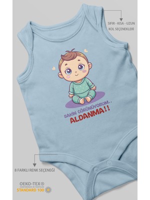 Morivo Kids Sakin Görünüyorum Aldanma! Baskılı Bebek Zıbını – Çıtçıtlı Body | %100 Pamuk Sıfır Kol