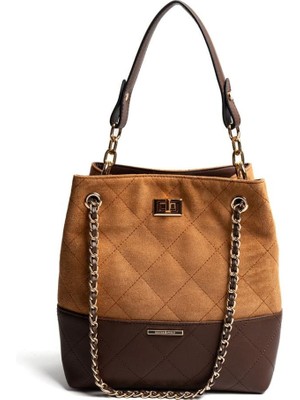 Silver & Polo SP1262 Kadın Omuz Çantası Süet Taba-Kahve