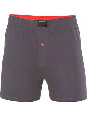 Royaleks Düğmeli Pamuklu Erkek Penye Boxer Füme - 1146A