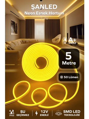 Allians 12V Neon Esnek LED Hortum 5m Gün Işığı, Amber, Mavi, Kırmızı, Yeşil