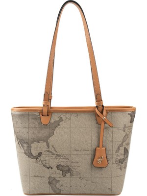 Silver & Polo SP1204 Kadın Omuz Çantası Harita Haki-A.taba