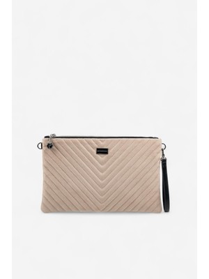 Silver & Polo SP1034 Kadın Portföy & Clutch Kapitone V Süet Bej