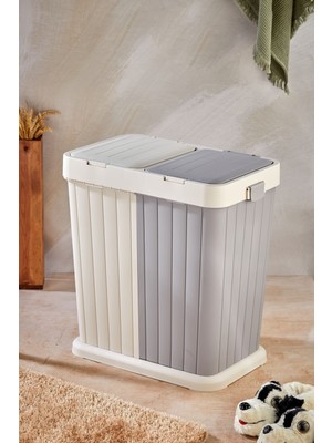PremiumPort Iki Bölmeli Otomatik Kapaklı Kirli Çamaşır Sepeti, Pratik ve Şık Tasarım