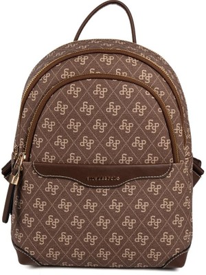 Silver & Polo SP1265 Kadın Sırt Çantası Monogram Kahve