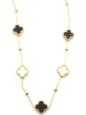 Royaleks Boncuklu Yonca Kolye - Altın