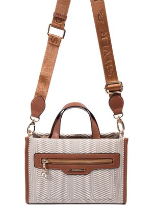 Silver & Polo SP1271 Kadın El Çantası Hasır Bej-Taba