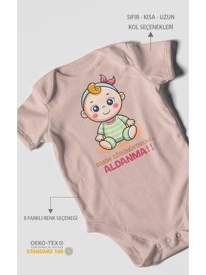 Morivo Kids Sakin Görünüyorum Aldanma! V2 Baskılı Bebek Zıbını – Çıtçıtlı Body | %100 Pamuk Kısa Kol