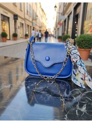 Özense Giyim Kapalı Mıknatıslı Mavi Renkli Kadın El ve Omuz Çantası Fular Hediyemizdir