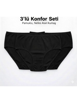 Woan 3’lü Doğal Bayan Külot Seti Pamuklu Beyaz Nefes Alan Kumaş