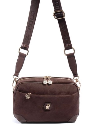 Silver & Polo Kadın Süet Kahve Çapraz Çanta Şık Görünüm ve Ergonomik Tasarım ile