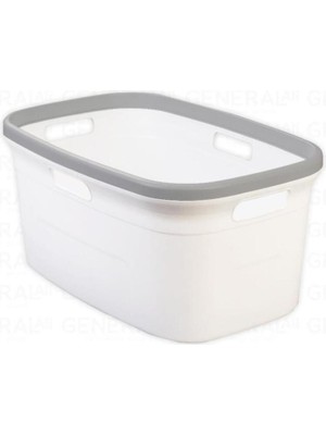 PremiumPort Pratik Çamaşır Taşıma Seliği, Dayanıklı ve Renkli Gri+Beyaz Tasarım