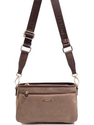 Silver & Polo Kadın Çapraz Çanta Süet Vizon-Kahve Şık Görünüm ve Ergonomik Tasarım
