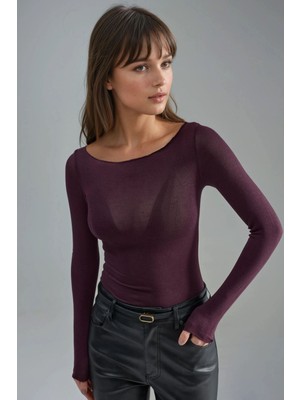 Hiccup Kadın Kayık Yaka Kaşmir Karışımlı Ultra Hafif Bluz Leylak Moru