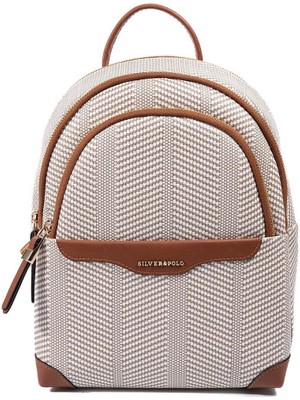 Silver & Polo SP1265 Kadın Sırt Çantası Hasır Bej-Taba