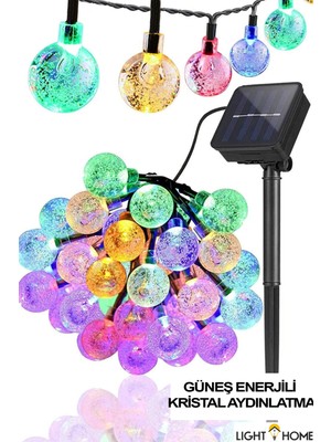 Allians Renkli Kristal Küre 50 LED Güneş Enerjili Bahçe ve Parti Işıkları