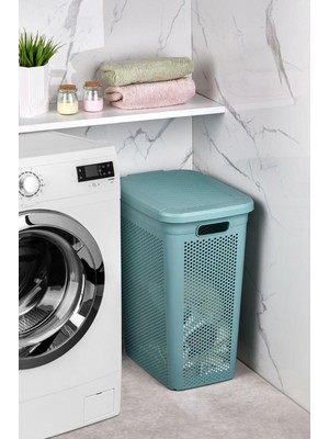 PremiumPort Slim Çamaşır Sepeti, Dar Alanlar Için Kapaklı ve Pratik Tasarım