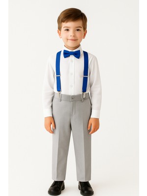 PremiumPort Renkli Çocuk Pantolon Askısı ve Papyon Seti, 1-7 Yaş, Unisex, Lastikli