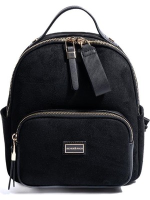 Silver & Polo SP1130 Kadın Sırt Çantası Süet Siyah